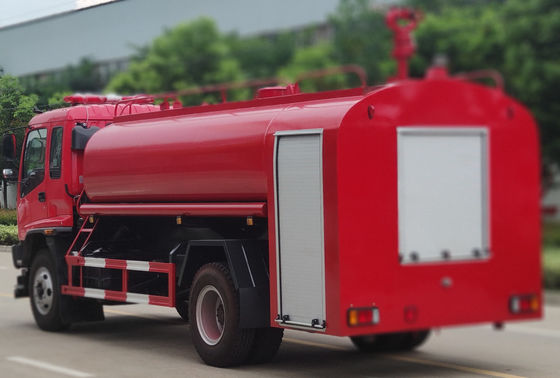 Heavy Duty Water Tank Fire Truck 240HP 6 Wheeled 10T Red Color